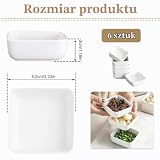 Ceramiczne miseczki do sosu sojowego, 6 sztuk, ceramiczne miseczki do dipów, 8,2 x 8,2 x 3 cm, zestaw misek do nurkowania, kwadratowe miseczki na sos sojowy, miseczki na sosy można układać w stos