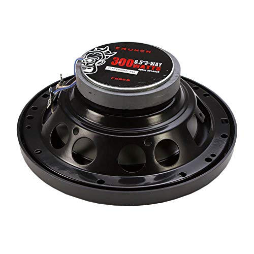Crunch 2 Pair 6.5 Inch Car Audio Speakers, 300 Watt MAX 3 Way Full Range Speaker Set with 1 Inch Tweeter & Spade Terminal Connectors, CS-653