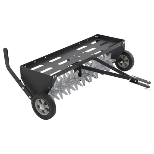 40" Tow Behind Spike Aerator with Galvanized Steel Tines and Extra-Wide Tow Bar