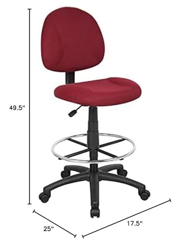 Boss Office Products Ergonomic Works Drafting Chair Without Arms In Burgundy #TOP2