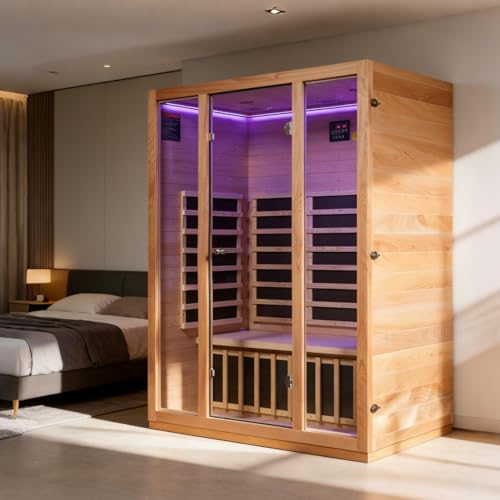 3 Person Infrared Sauna,Natural Wood, Low EMF Indoor Sauna