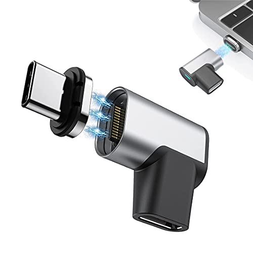 Jomihoney USB C Adapter 24 Pins Right Angle Magnetic Type C Connector Support USB PD 100W FastCharger,10Gb/s Data Transfer, 4K@60Hz Video Output Compatible with MacBook Pro/Air and More USB-C Devices