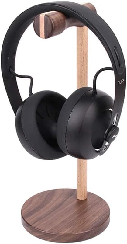 Wooden Headphone Stand for Desk, Headset Holder with Accessory Storage Tray, for Home Office, Gaming & Internet Calling (10 Inch Height)