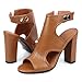 Imagen de Gicoiz Tacón Chunky Mujer Peep Toe Gladiator Sandals Slingback Verano Correa de Tobillo High Sandalias Strappy Romano Zapatos Marrón Talla 38 EU-39Cn