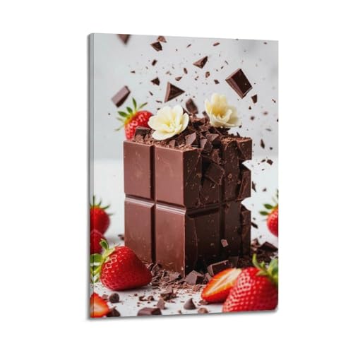 Poster fraises pour raviver un mur blanc avec une décoration murale moderne