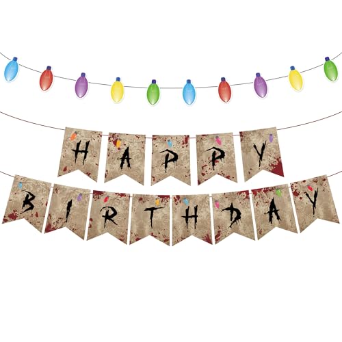 Happy Birthday Banner Decorations, Banner with Colorful Light Garland