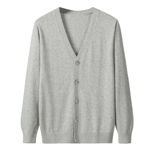 Men’S Loose Fit Cotton V-Neck Cardigan Sweater Long Sleeve Solid Button Up Casual Slim Knitwear Top