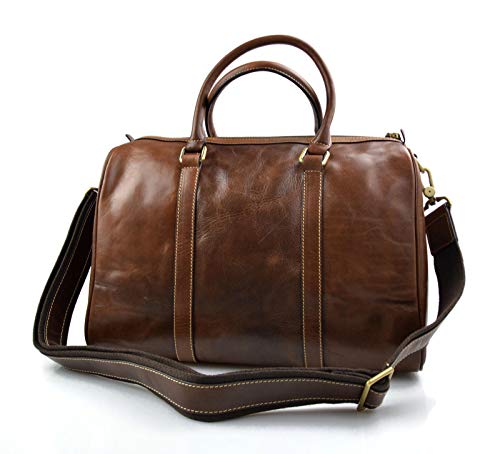 Sac de voyage marron cuir véritable sac sport bagage à main mixte