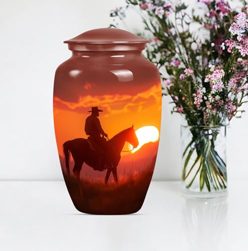 Image of Cowboy Urn for Ashes - Cremation Urns for Adult Ashes Women - Human Cremation Urns - Adult Urn for Human Ash Men (10 inch Pack of 1)