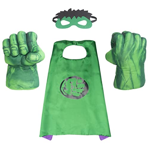 YCWSSB Déguisement Hulk, Cape Super Heros Enfant, Deguisement Garcon avec Gant de Boxe Enfant, Deguisement Halloween Enfant avec Hulk Masque Halloween Enfant, Petit Cadeaux Anniversaire Enfant