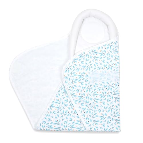 Image of TIDY SLEEP Baby Swaddle Wrappper Adjustable for Newborn || 100% Cotton Soft || Newborn Blanket for 0-3 Months (Blue Leaf)