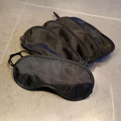 (Pack of 5) RHINORO Sleep Eye Masks, Rest Eyemasks, for Travel Nap Rest Camping (More Colour Options) (Black)