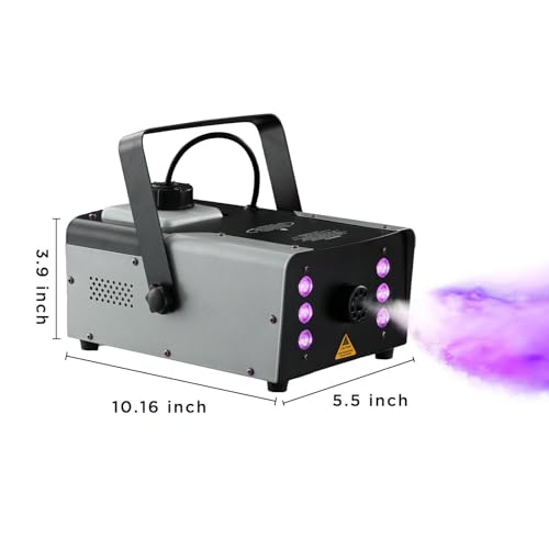 Sunolga 900W Fog Machine with 6 LED Lights and 12 Colorful Light Effects, 34 Fl Oz Large Capacity Smoke Machine with Wireless Remote Control, 4000 CFM Fog for Halloween, Outdoor Parties