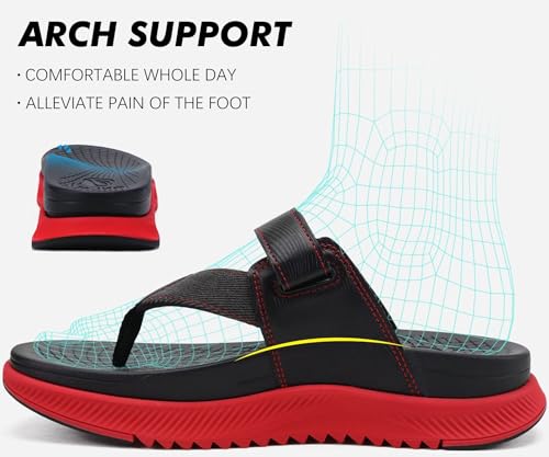 ONCAI Mens Orthopedic Flip Flops Men's Walking Sandals with Arch Support Sport Recovery Sandal for Man size 7-142