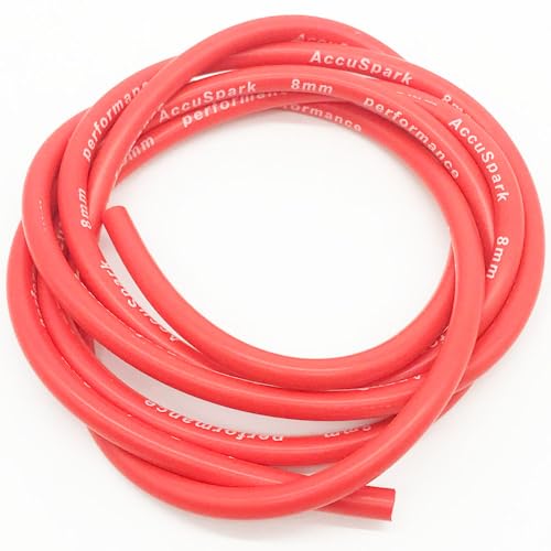 Accuspark Red 8mm HT Ignition Lead Cable – 2 Metres, Spiral Core Wire, Durable Silicone, Superior Spark Suppression, Universal Replacement Ignition Lead for Classic & Modern Cars