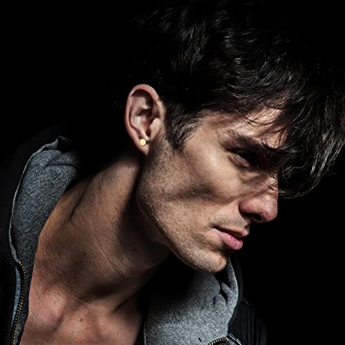 THUNARAZ 8Pairs Stainless Steel Dot Earrings For Men Women Tunnel Punk Style Stud Earrings Unisex Rainbow Piercing Plugs Fake Gauge Screwback Earrings 6/7/8mm2