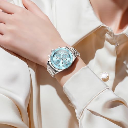 Image of OLEVS Womens Watch Fashion Dress Diamond Female Watches for Ladies Analog Stainless Steel Waterproof Luminous Day Date Two Tone Wristwatch