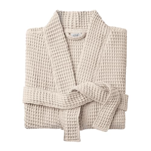 Allure Bath Fashions - Allure Bath Fashions Unisex Bathrobe Lightweight Textured Waffle Robe - Soft Hotel Dressing Gown, Kimono (Small/Medium, Linen) - -12%
