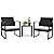 JUMMICO Patio Chairs 3 Piece Outdoor Furniture with All Weather Plastic Seat & Metal Frame Patio Conversation Set for Porch, Balcony, Poolside (White)