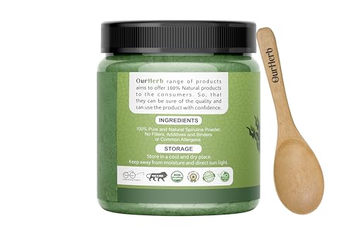 Image of Spirulina Powder (200g | 7 oz) | For Men & Women | Natural Superfood | Support Digestion & Skin health | Rich in Protein, Vitamins & Minerals | Boost Energy & Immunity with Spoon.