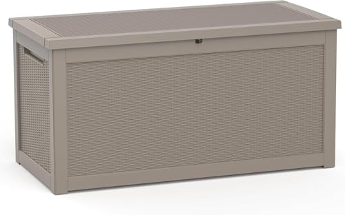 Image of 320 Gallon Resin Deck Box, Grey Outdoor Storage Box, Waterproof UV Resistant with Hydraulic Rod & Stable Structure, Great for Patio, Garden and Pool(Gray)