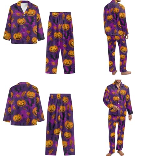 Matching Pajamas Pants for Couples Long Sleeve Sleepwear with Pockets Button Up Pjs Set for Men and Women3