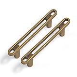 Goo-Ki 6 Pack 3 Inch （76mm） Hole Center Cabinet Pulls Antique Brass Zinc Alloy Kitchen Drawer Pulls Finger Pull Drawer Handles 4.29 Inch Length 2315-GT-76