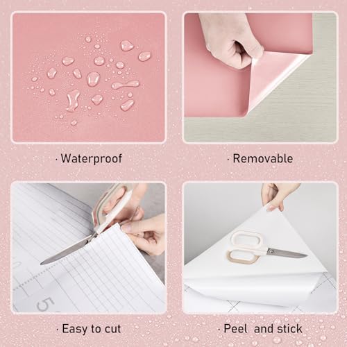 Wallercity Glossy Pink Contact Paper for Countertops Pink Peel and Stick Countertop Wall Paper Self-Adhesive Removable Glitter Wallpaper for Cabinets Drawer Liner Vinyl Waterproof Film 15.8''x315'' by Wallercity - Image 8
