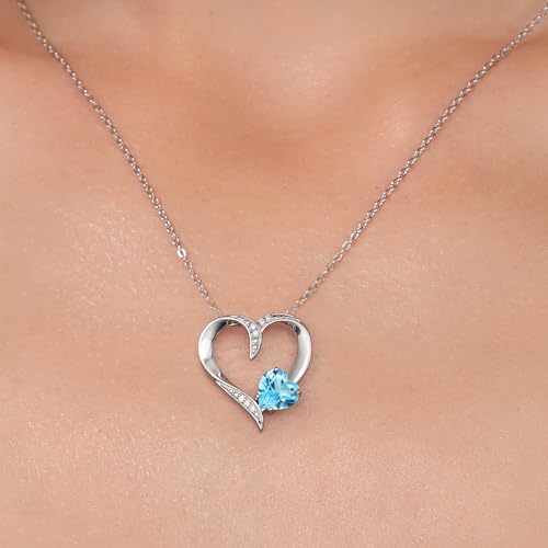 Gem Stone King Customized and Personalized 7MM Heart Shape Gemstone Birthstone and White Lab Grown Diamond Name Pendant Necklace For Women | 925 Sterling Silver | With 18 Inch Silver Chain3