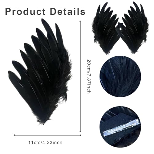 2 Piezas Broches para el Pelo con Plumas Negras Accesorios de Cabello miniatura 2