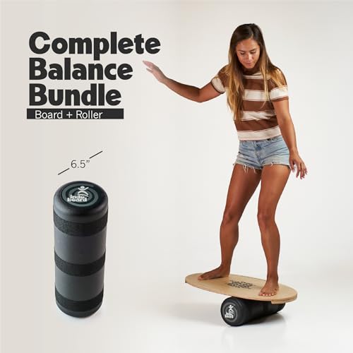 Image of The Original Indo Board - Balance Board Trainer for Core Strength, Stability & Athletic Performance - Surfing, Skateboarding, Snowboarding, Yoga, Physical Therapy & More. Includes Board and Roller.