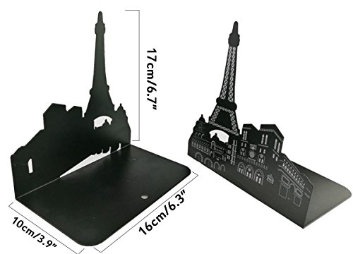 Winterworm One Pair Vintage Fashion European Architecture Style Thickening Iron Library School Office Home Study Metal Bookends Book End (Paris Eiffel Tower) #TOP4