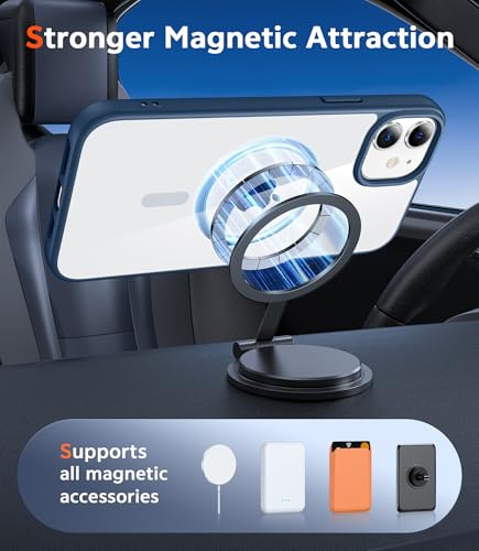 Image of FNTCASE for iPhone 12 Case Clear: iPhone 12 Pro Case Magnetic Phone Cases Compatible with Magsafe Slim Anti Yellowing Military Grade Drop Protection Rugged Protective Transparent Cover (B-Blue)