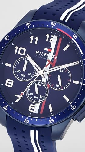 Image of Tommy Hilfiger Bank Quartz Analog with Blue Dial Blue Silicone Strap Watch for Men - TH1792169