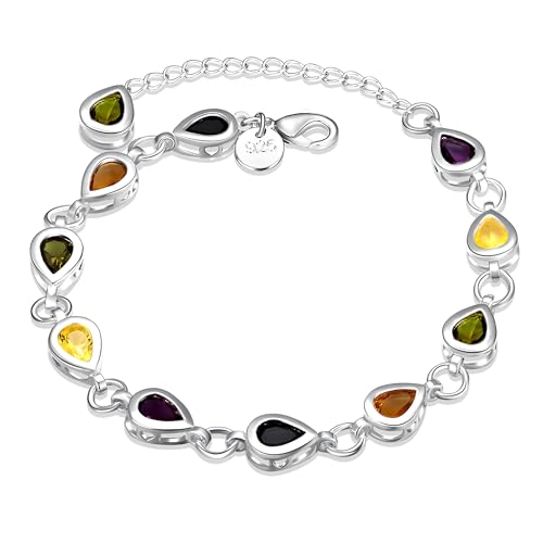 Bracelet en argent 925 de haute qualité avec gemmes en larme