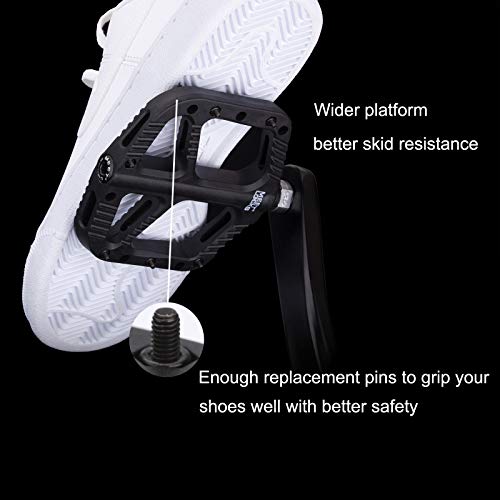 Meetlocks Mtb Bmx Bike Pedals Nylon Fiber Bicycle Platform 9/16" Screw Thread Spindle Ultra Du/Sealed Bearings,Black #TOP2