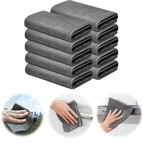 flintronic Paño de Limpieza Mágico, 10PCS Bayetas Microfibra para Cristales sin Pelusa, 30 * 40CM, Bayetas de Limpieza de Microfibra sin Rayas Reutilizables para Limpiar Cristales para Ventana, Coche