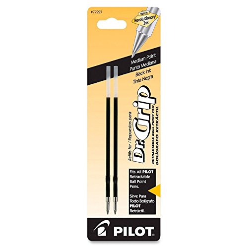 4PACK Pilot Dr. Grip Ballpoint Ink Refill 2-pk for Retractable Pen Black(77227)