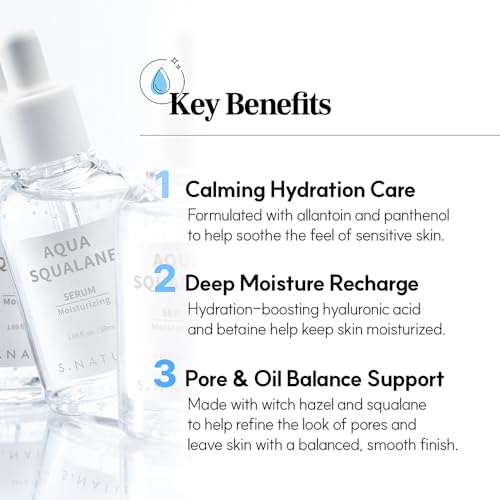 Image of S.NATURE AQUA SQUALANE SERUM | Deeply hydrated Facial Serum for All Skin Type, Soothing, Pore Tightening and Sebum control Benefits, Korean Skin Care (1.69 Fl.Oz)