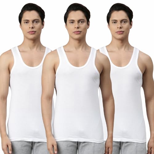 Image of INNERO Men's Vest | Cotton Sleevless Round Neck Vest, Baniyan, Ganji, Undershirt (White)