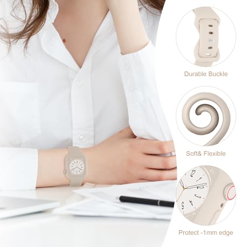 Silicone Bands Bumper Case Compatible with Apple Watch Band 38mm 40mm 41mm 42mm 44mm 45mm 46mm 49mm Women Men, Sport Strap Protective Cover Wristband for iWatch Ultra Series 11 10 9 8 SE 7 6 5 4 3 2 1 - Image 2