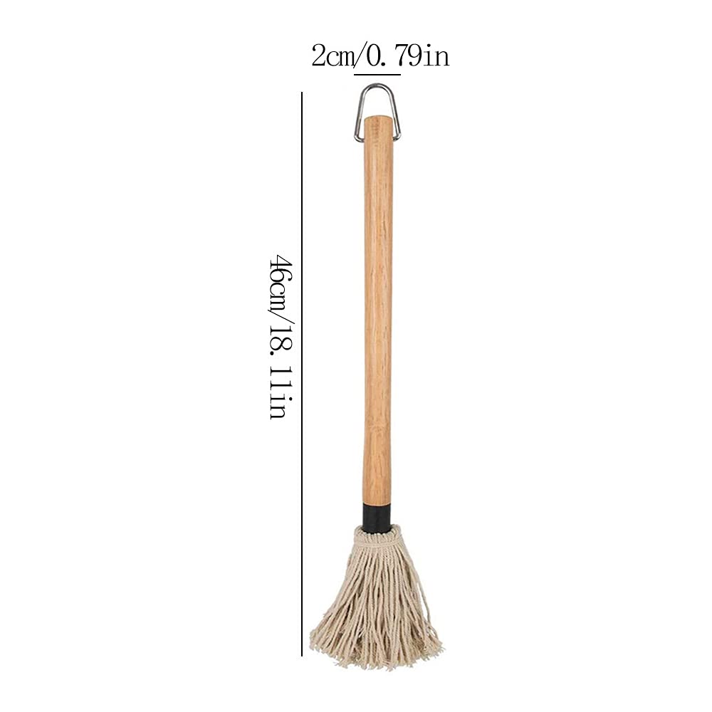 2 Brosses à Barbecue Avec 6 Têtes De Rechange - Manche Bois 46 Cm, Fibres Coton, Pour Sauces Et Marinades