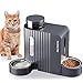 Gardner Pet 2 en 1 Comedero Gato Automatico (3L*2), Dispensador Comida y Agua, Bebedero Perro con Bol Acero Inoxidable, Dispensador Comida Gatos Gravedad,Sin BPA,No Eléctrico-Gris