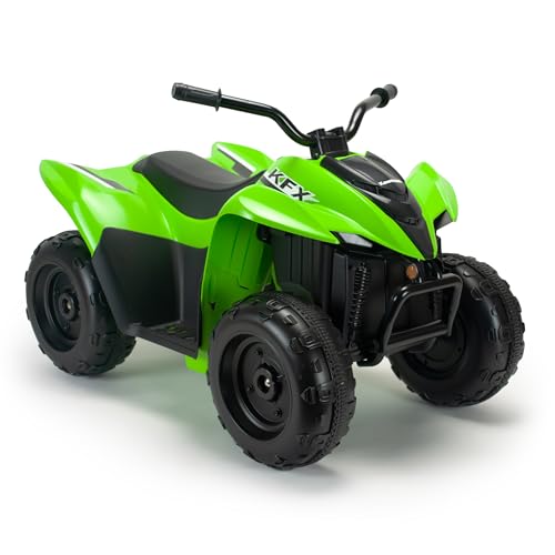 Kawasaki KFX90 Quad électrique pour enfant de 3 à 5 ans avec pédale d'accélérateur, lumières LED, frein électrique, vitesse 5 km/h INJUSA