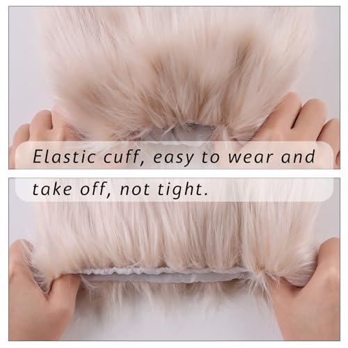 Image of Peecabe Winter Women Faux Fur Fluffy Leg Warmers Fuzzy Long Boot Covers Furry For Christmas