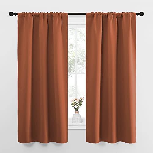 NICETOWN Blackout Curtains and Drapes - Thermal Insulated Solid Rod Pocket Blackout Draperies/Panels (Burnt Orange, 1 Pair, 34 by 63 inches)