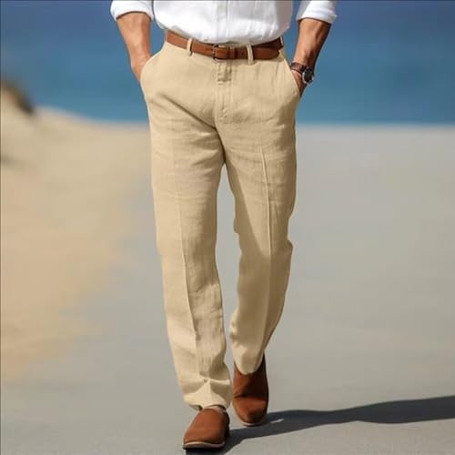 Men’s Linen Dress Pants Regular Fit Vintage Suit Trouser Lightweight Summer Casual Suit Pants Long for Men2
