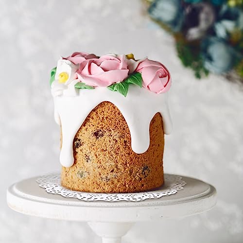 COMNICO 150 Stück Weiße Spitzenpapierdeckchen, 11,4 cm Runde Papierdeckchen Einweg-Papierdeckchen Kuchenverpackung Pads für Hochzeit Geschirr Lebensmitteldekoration