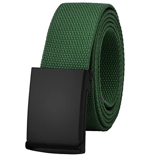 Falari Canvas Web Belt Fully Adjustable Cut to Fit Golf Belt Flip Top Black Buckle - Olive Green