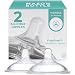 Mason Bottle Flexible Flow Silicone Nipples, 6+ Months Transitional Flow: Includes Two Wide Natural-Shaped Nipples Compatible with Any Regular-Mouth Mason Jar. 100% Made in The USA.